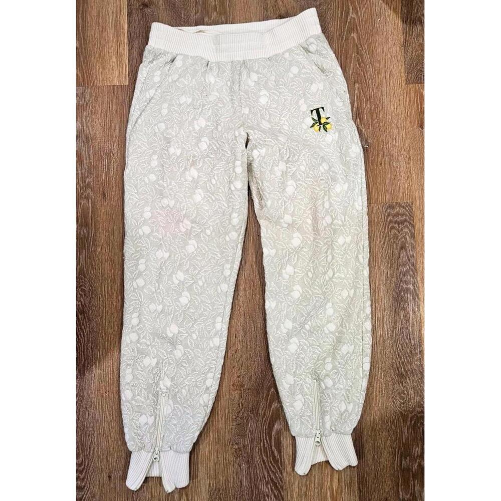 Twenty Montreal Cream Textured Knit Jogger Pants with Zipper Cuffs Sz. M